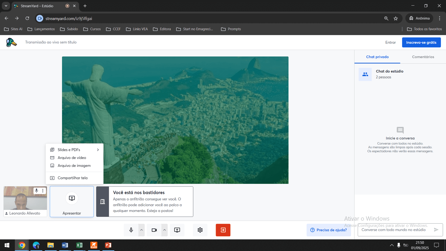 tela mostrando o compartilhamento de tela